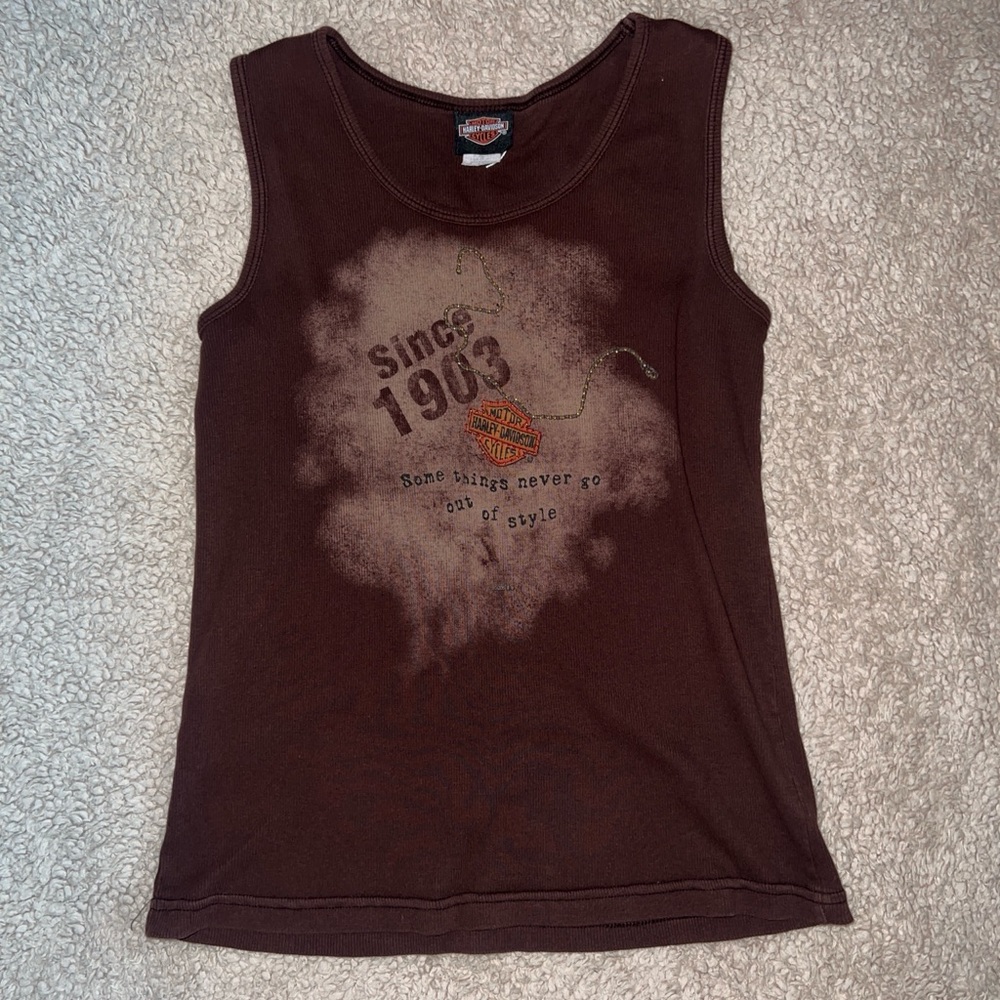 Harley-Davidson Brown Women's Tank with Faded Graphic